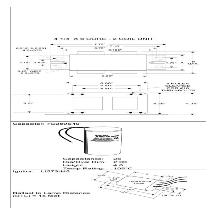 Advance 71A64F2-001D 750 Watt Metal Halide Ballast Kit