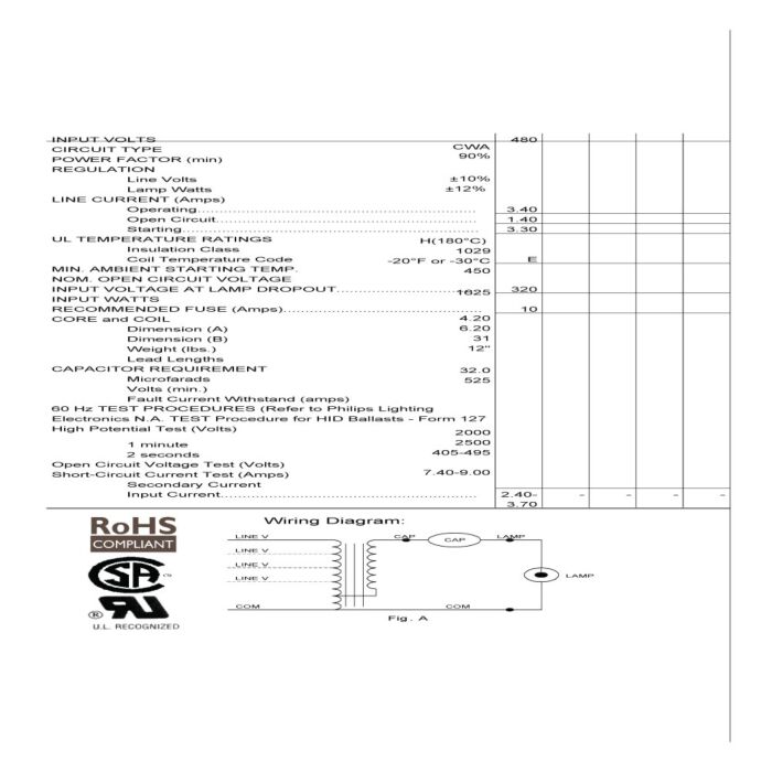 Advance 71A6742-001 1500 Watt Metal Halide Ballast Kit