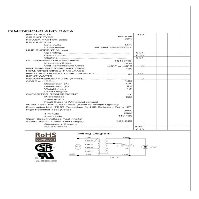 Advance 71A7941-500D  70 Watt High Pressure Sodium Ballast Kit
