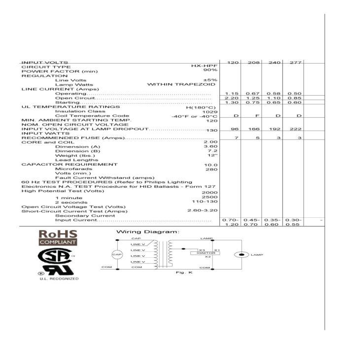 Advance 71A8071-001D 100 Watt High Pressure Sodium Ballast Kit