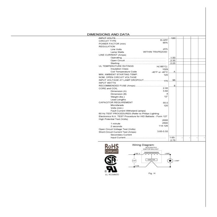 Advance 71A8107-001DB 150 Watt High Pressure Sodium Ballast Kit