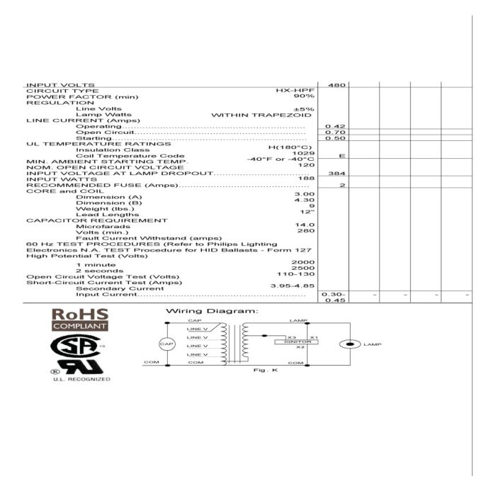 Advance 71A8142-001D 150 Watt High Pressure Sodium Ballast Kit