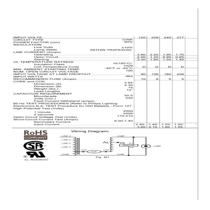 Advance 71A8473-001D 400 Watt High Pressure Sodium Ballast Kit
