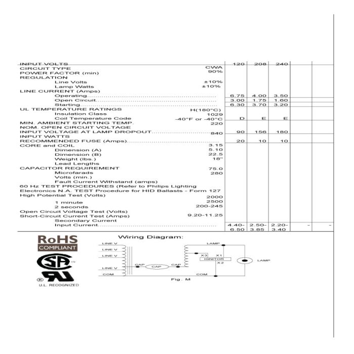 Advance 71A86E5-500D 750 Watt High Pressure Sodium Ballast Kit 