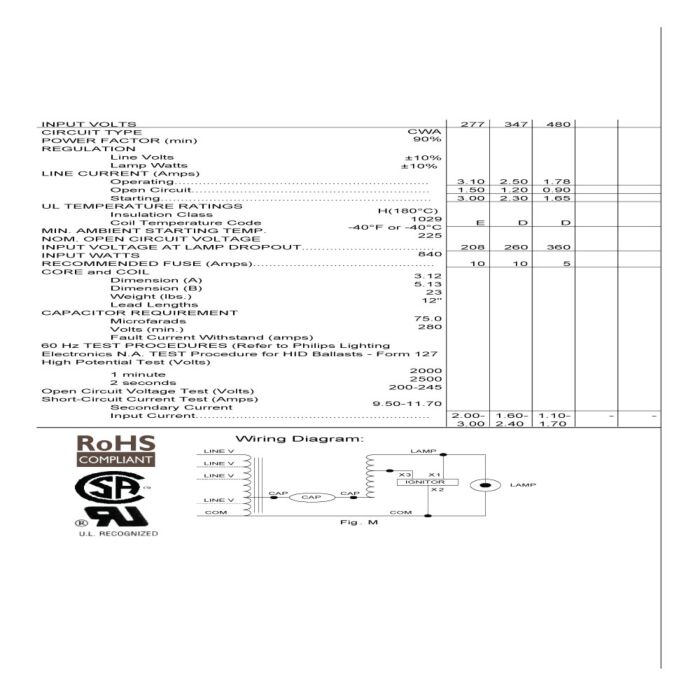 Advance 71A86F5-500D 750 Watt High Pressure Sodium Ballast Kit