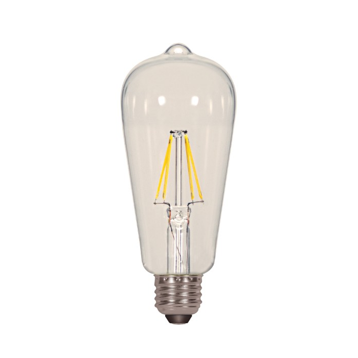 Satco S8851 LED ST19 Bulb - 6.5ST19/CL/LED/E26/40K/120V
