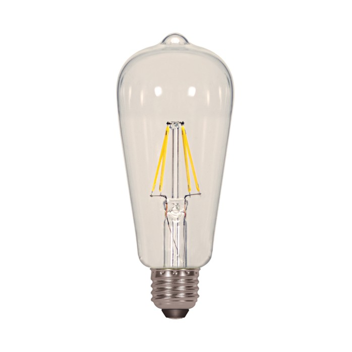 Satco S9895 LED ST19 Bulb - 6.5ST19/CL/LED/E26/30K/120V
