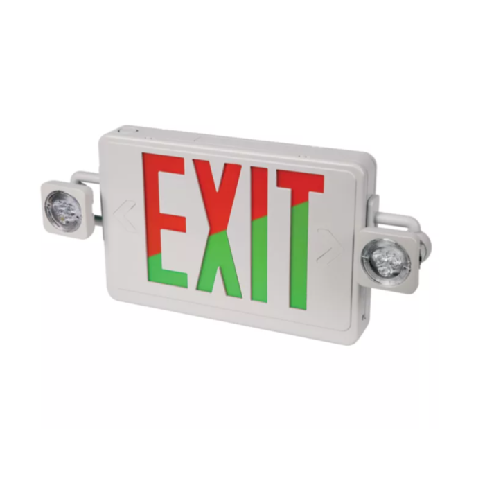 All-Pro APCH7RGSQ30 2 Sq. Heads, Unv. Red/Green, Remote Cap. Combo Emergency/Exit Lighting