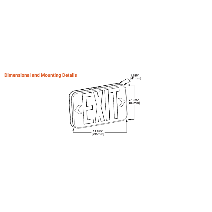 Sure-Lites APX7RG APXRG Series Exit Sign, Nickel Cadmium battery, Universal, Field Selectable Red or Green, White