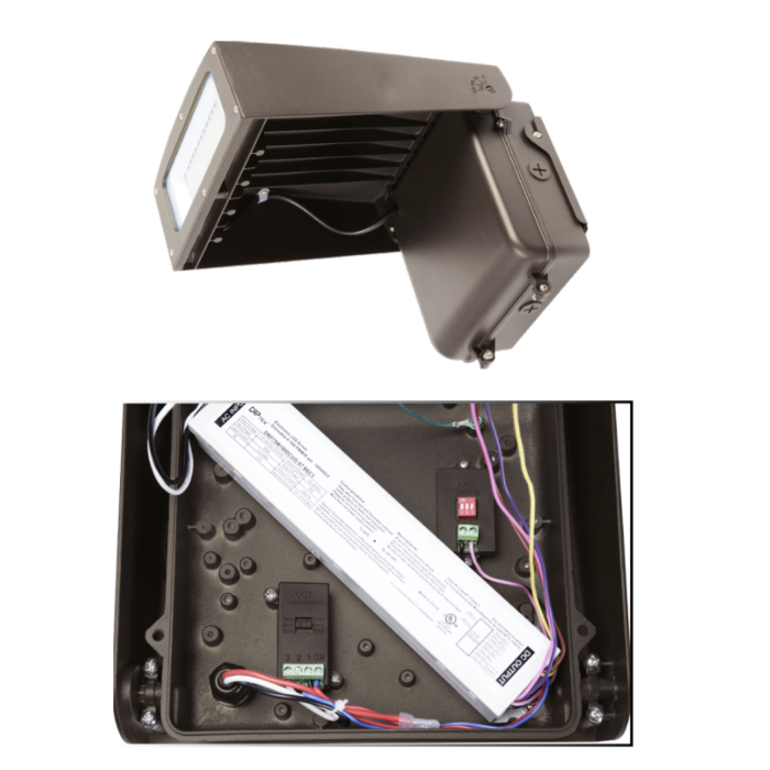 Lumark ASWPLED1S Sm LED Wall Pack, Selectable Lumens, CCT & Dusk-to-Dawn via Button-type photocontrol