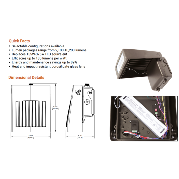 Lumark ASWPLED2S Med LED Wall Pack, Selectable Lumens/CCT/Dusk-to-Dawn via Button-type photocontrol
