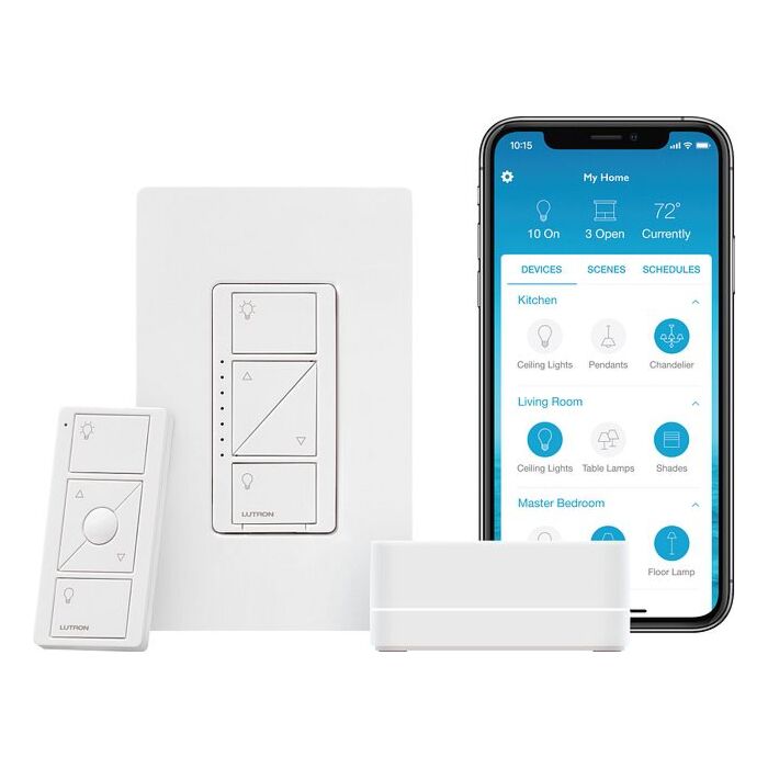 Lutron Caseta P-BDG-PKG1W Dimmer Kit for wall and ceiling lights