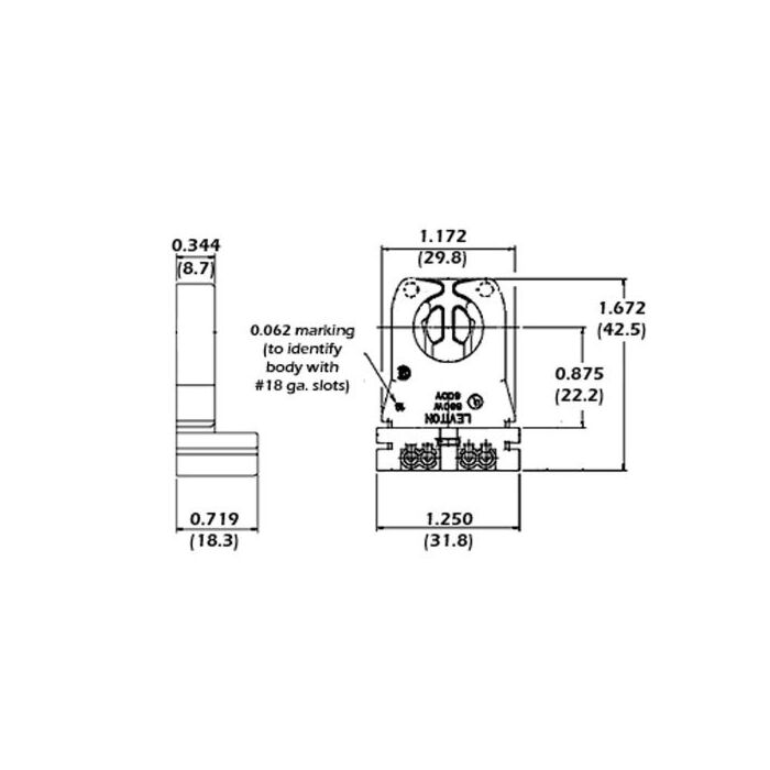 Leviton 13353-N  T8/T10/T12 Medium Bi-Pin - Non-shunted Socket