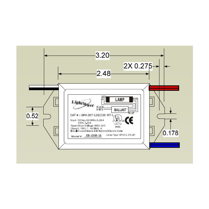 Lightwave EB-1008-03 18 Watt Rapid Start UV Germicidal Ballast - *DISCONTINUED*