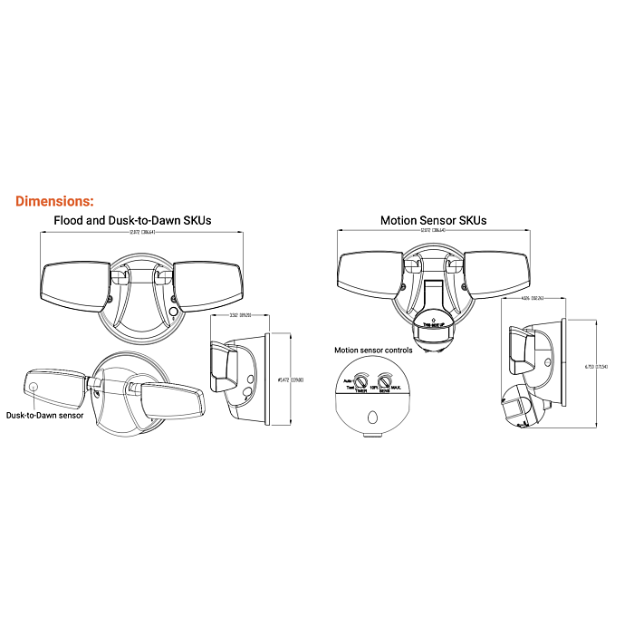 Halo ESF2A4MW Twin Head Floodlight, Motion, 2,300 Lumens, White