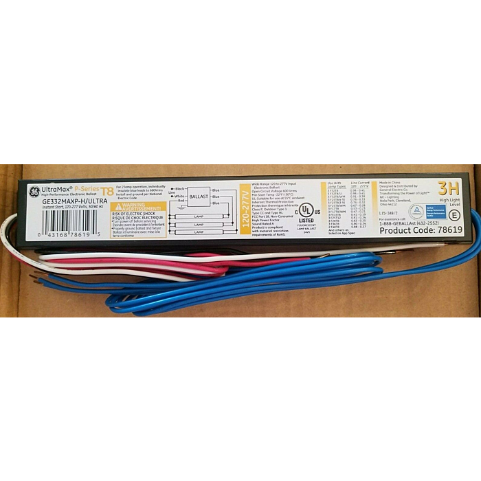 GE UltraMax GE332MAXP-H/ULTRA 78619 T8 Fluorescent Ballast - *DISCONTINUED*