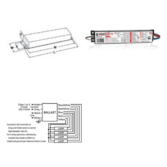 GE UltraStart GE432MVPS-N-V03W - 62044 T8 Dimming Ballast - *DISCONTINUED* LIMITED Stock Remaining