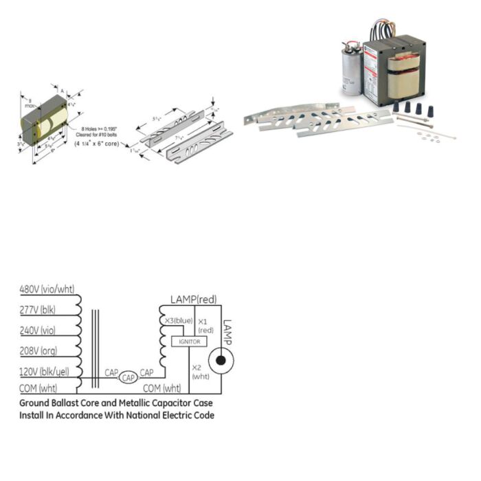 GE GEP1000ML5AC5-5 1000 Watt Pulse Metal Halide Ballast Kit