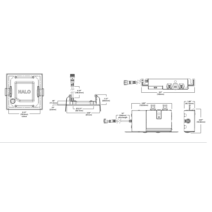 Halo HLB3S059FS1EMWR 3” Downlight, Square
