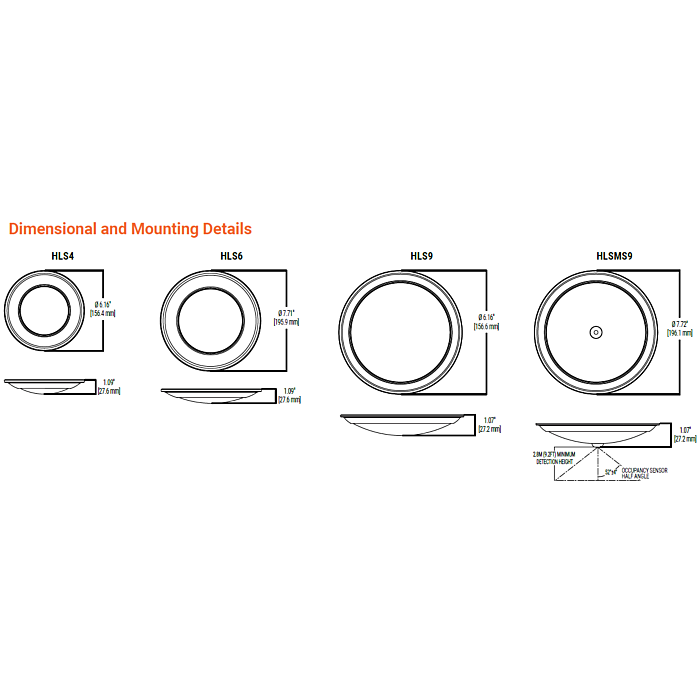 Halo HLSMS9129FS1E 9” Disk Light, CCT, Wet Rated, Motion Sensor