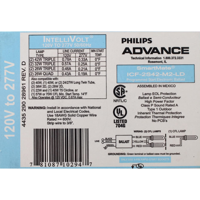 Advance SmartMate ICF-2S42-M2-LD Electronic Compact Fluorescent (CFL) Ballast (NON-Kit)