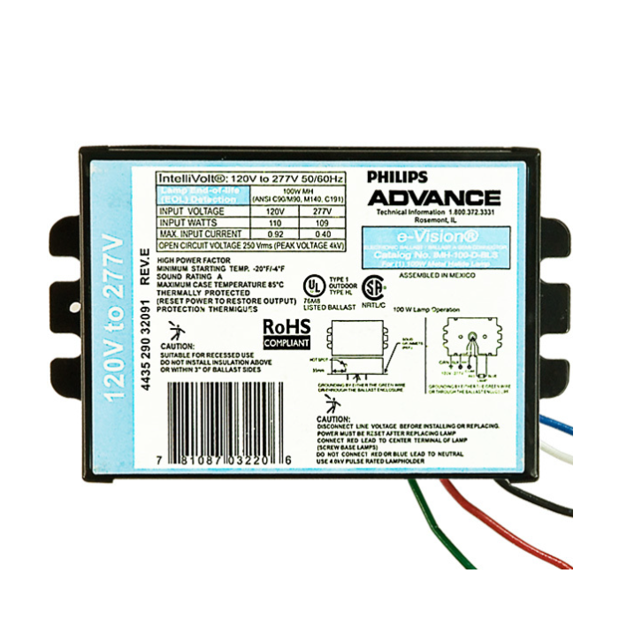 Advance e-Vision IMH-100-D-BLS 100 Watt Metal Halide Ballast - *DISCONTINUED*