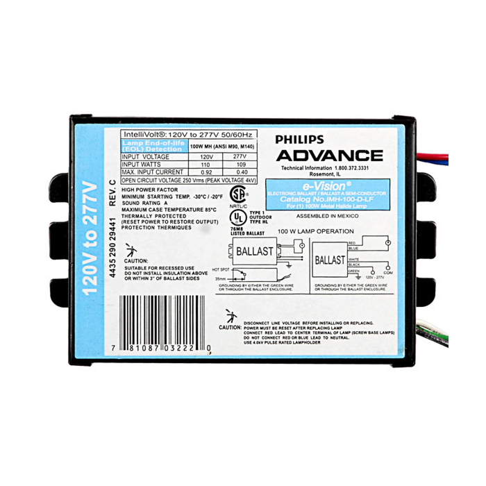 Advance e-Vision IMH-100-D-LF 100 Watt Metal Halide Ballast - *DISCONTINUED*