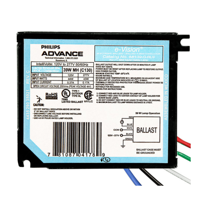 Advance e-Vision IMH-39-G-BLS 39 Watt Metal Halide Ballast
