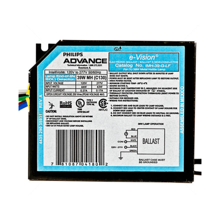 Advance e-Vision IMH-39-G-LF 39 Watt Metal Halide Ballast