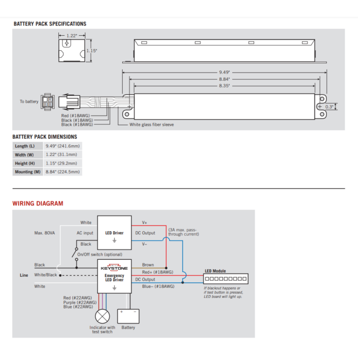KT-EMRG-LED-12C-1200 Keystone 12W Constant Power Emergency LED Driver