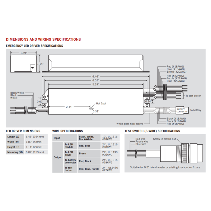 KT-EMRG-LED-12C-1200 Keystone 12W Constant Power Emergency LED Driver