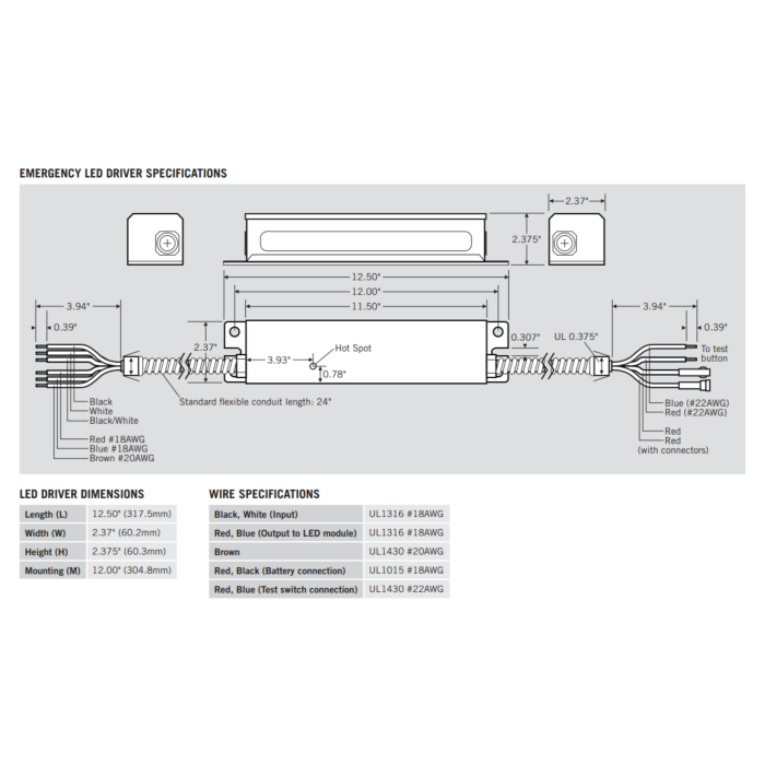 KT-EMRG-LED-20SD-2000-EN /DF Keystone 20W Constant Power Emergency LED Driver