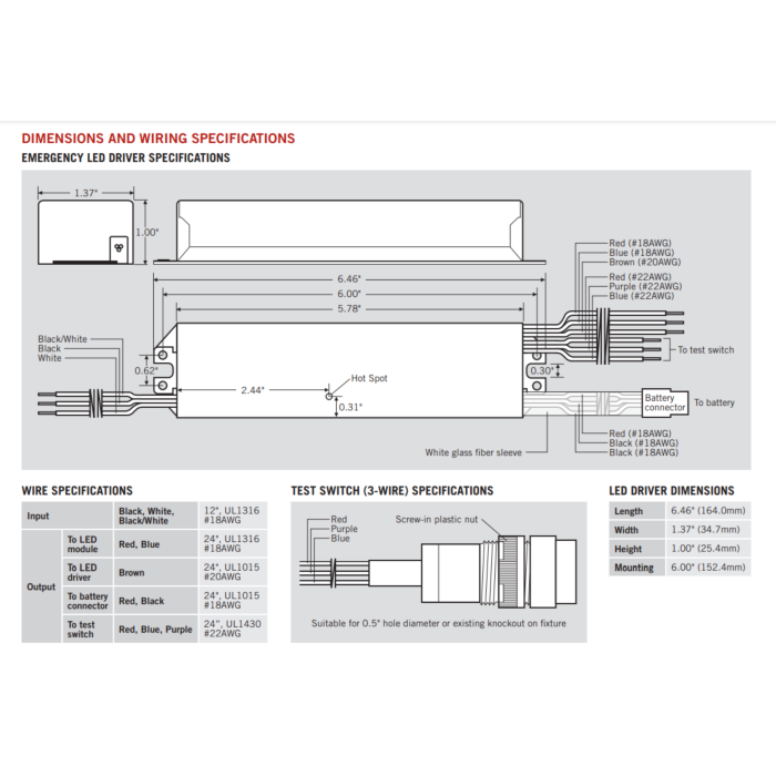 KT-EMRG-LED-5C-500-K1 Keystone 5W Constant Power LED Emergency Back-Up Driver Kit