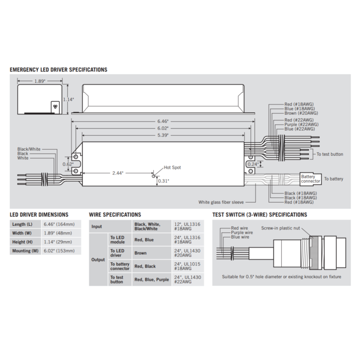 KT-EMRG-LED-5C-500 Keystone 5W Constant Power Emergency LED Driver