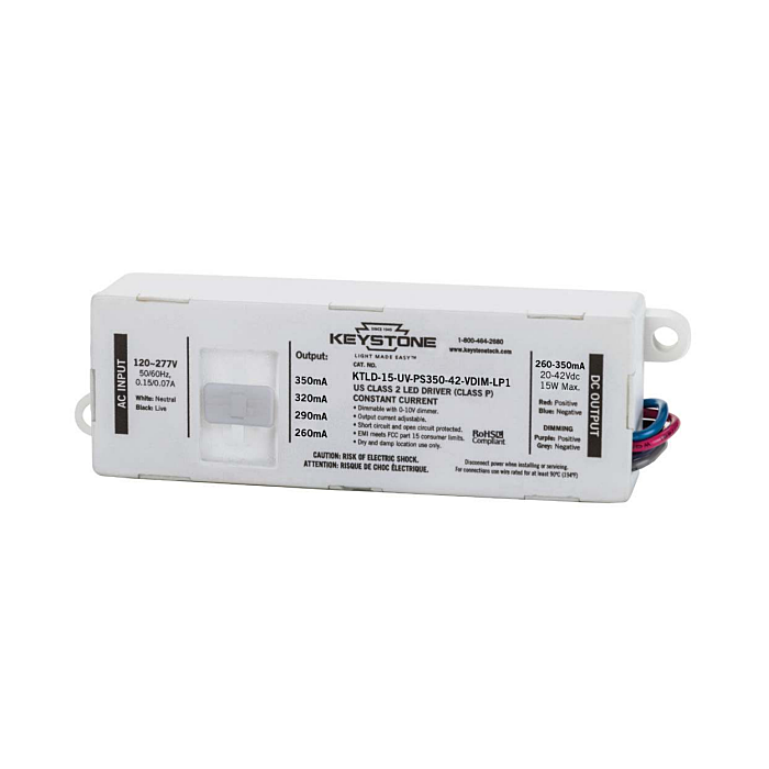 KTLD-15-UV-PS350-42-VDIM-LP1 Keystone Power Selectable 15w Constant Current LED Driver