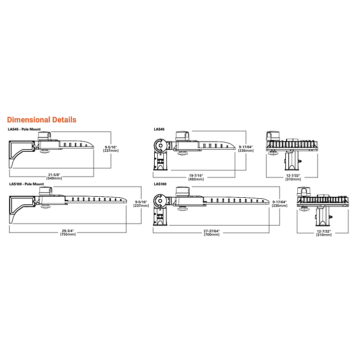 Lumark LAS100P-T4 LAS Area/Site Luminaire, Pole Mont Arm, 1,000W HID Equivalent, Type IV Distribution, Voltage- Universal, 120-277V