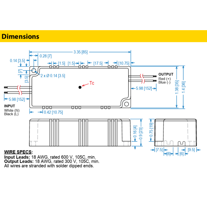 LED12W-24-C0500 Thomas Research Products 12W Constant Current + Constant Voltage LED Driver