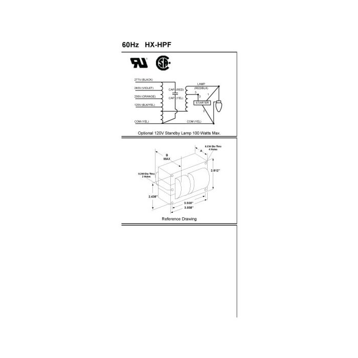 Universal M50MLTLC3M-500K M110 50 Watt HID Metal Halide (MH) Ballast Kit