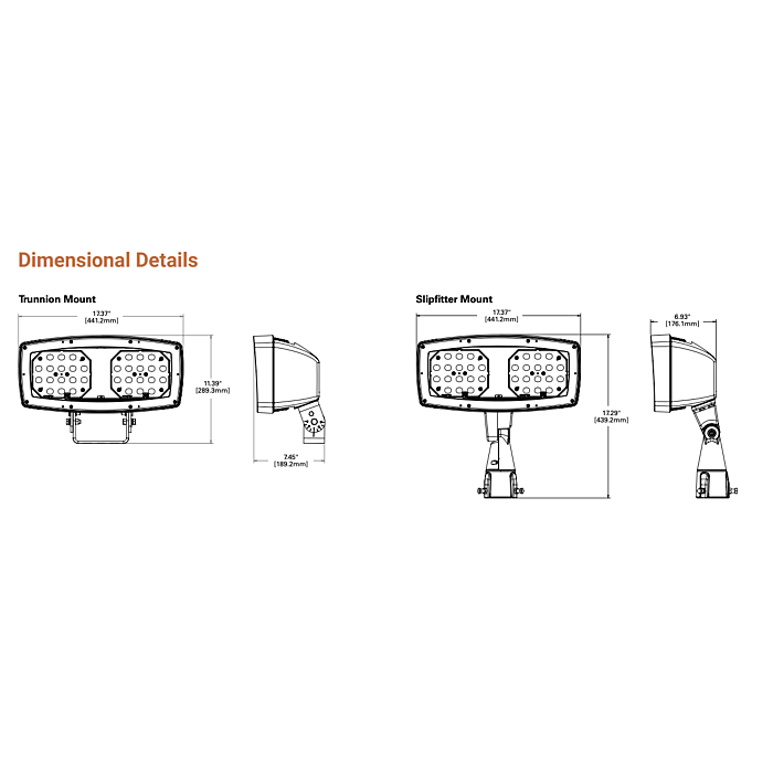 Lumark NHRS50HS Night Harrier Series, Floodlight Luminaire, Selectable Lumen, 347-480V, Slipfitter