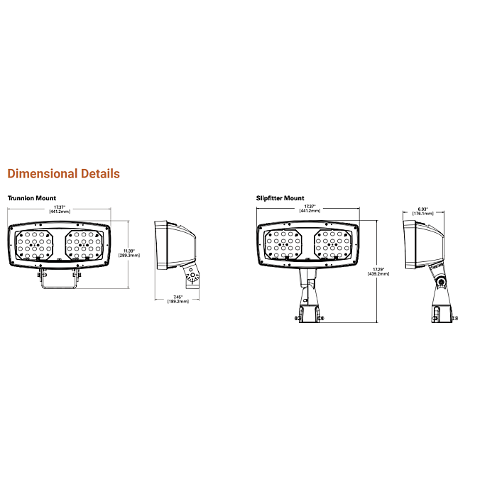 Lumark NHRS50HT Night Harrier Series, Floodlight Luminaire, Selectable Lumen, 347-480V, Trunnion