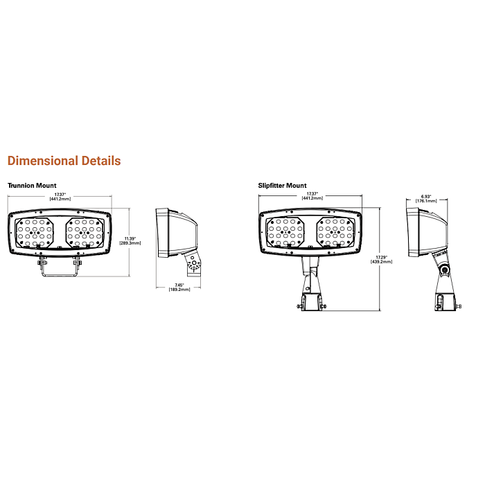 Lumark NHRS50US Night Harrier Series, Floodlight Luminaire, Selectable Lumen, 120-277V, Slipfitter