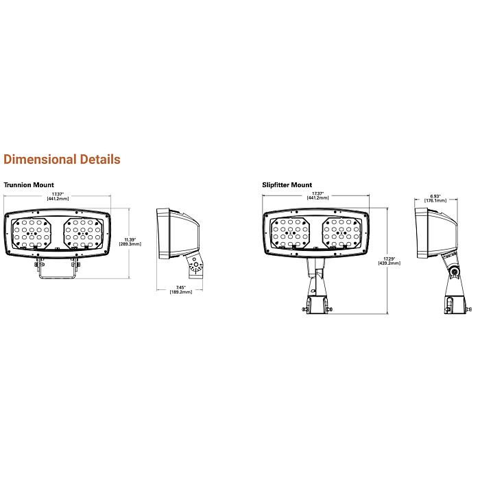Lumark NHRS50UT-BPC Night Harrier Series, Floodlight Luminaire, Selectable Lumen, 120-277V, Trunnion, Button Type Control