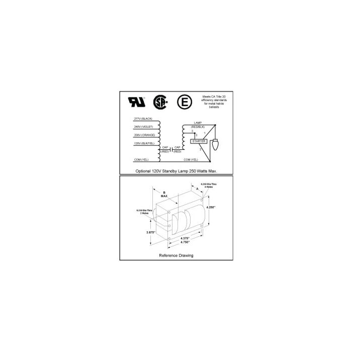 Universal P320MLTAC40-500K M132 M154 Pulse Start Metal Halide (MH) Ballast Kit