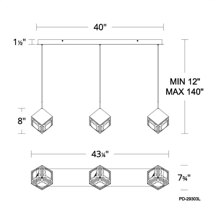 WAC PD-29303L-AB Ice Cube Linear Multi Light 4CCT