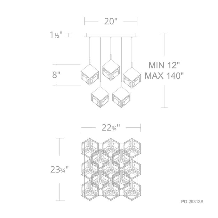 WAC PD-29313S-AB Ice Cube Square Multi Light 4CCT