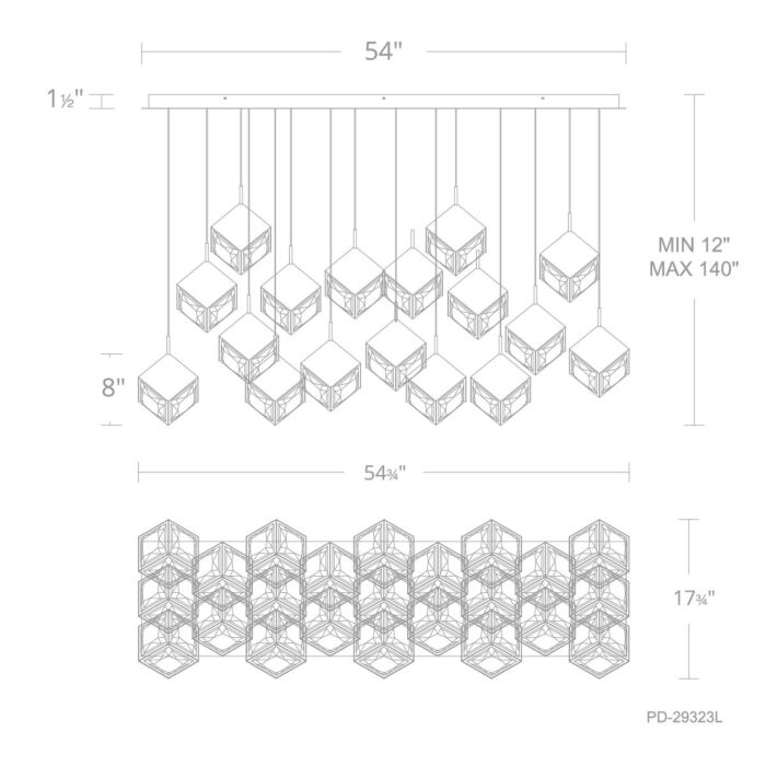 WAC PD-29323L-AB Ice Cube Linear Multi Light 4CCT