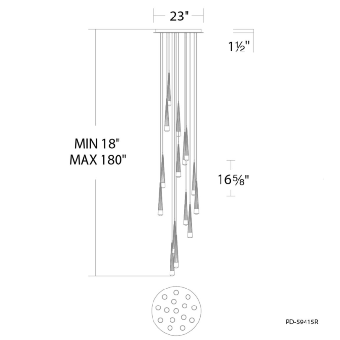 WAC PD-59415R-CH Quill Round Multi Light 4CCT