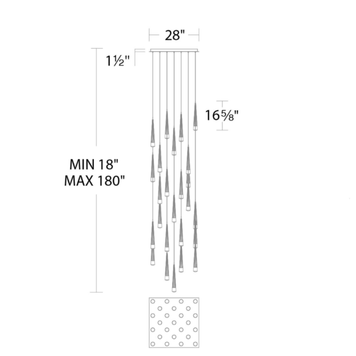 WAC PD-59425S-AB Quill Square Multi Light 4CCT