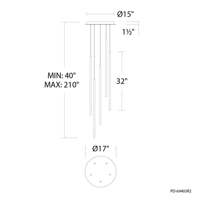 WAC PD-69403R2-BK Viggo Round Multi Light 4CCT 