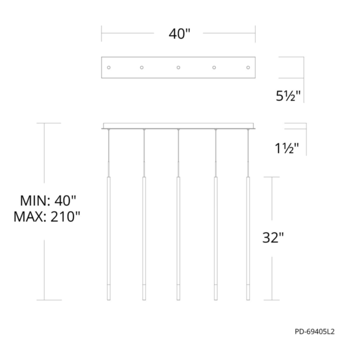 WAC PD-69405L2-BK Viggo Linear Multi Light 4CCT 